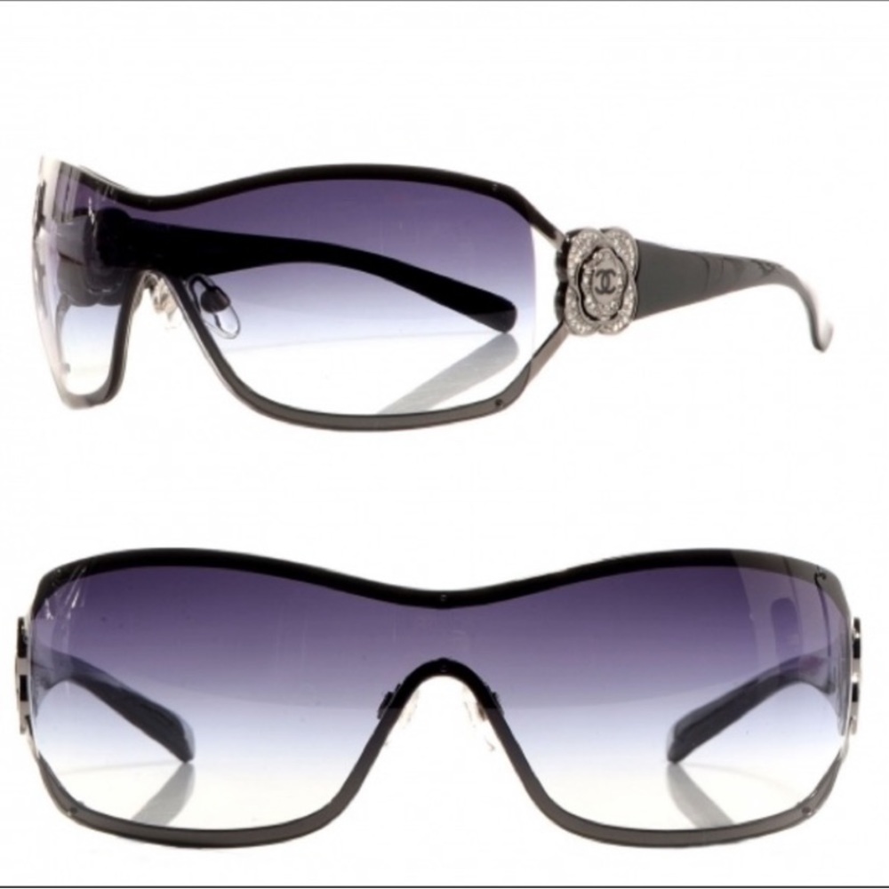 Chanel Shield Sunglasses with Flowers